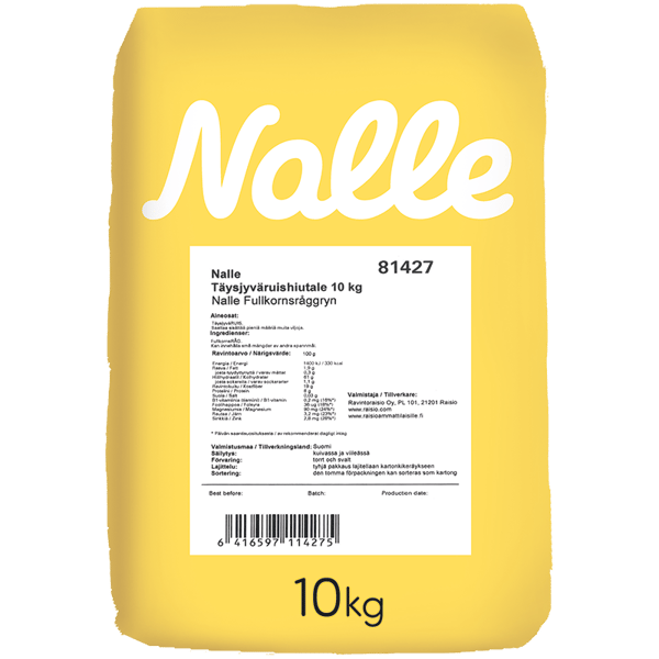 Nalle Ruis Täysjyvähiutale 10kg
