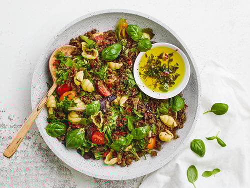 Beanit® Fava bean mince pasta salad