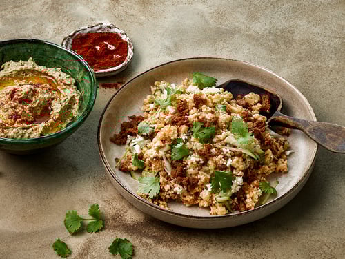 Beanit® Fava bean mince harissa couscous