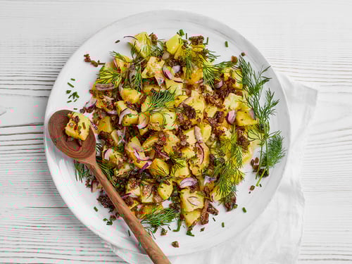 Beanit® Fava bean mince potato salad